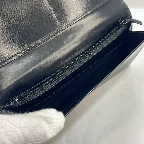 Authentic GUCCI black patent leather and canvas wallet with cards and COA